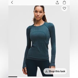 Lululemon Swiftly Tech Long-Sleeve Hip Length Shirt in Blue Sz 4